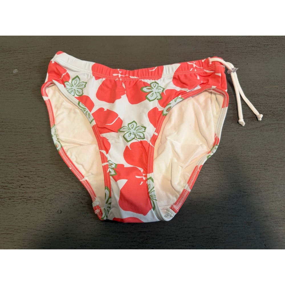 Carve Designs Red White Hibiscus Floral Bikini Bottoms XS Side Drawstring NWT